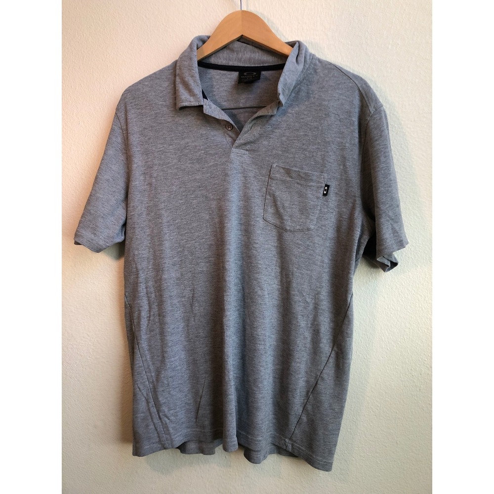 Oakley Mens Slim Fit Short Sleeve Pocket Polo Shirt Heather Gray Large